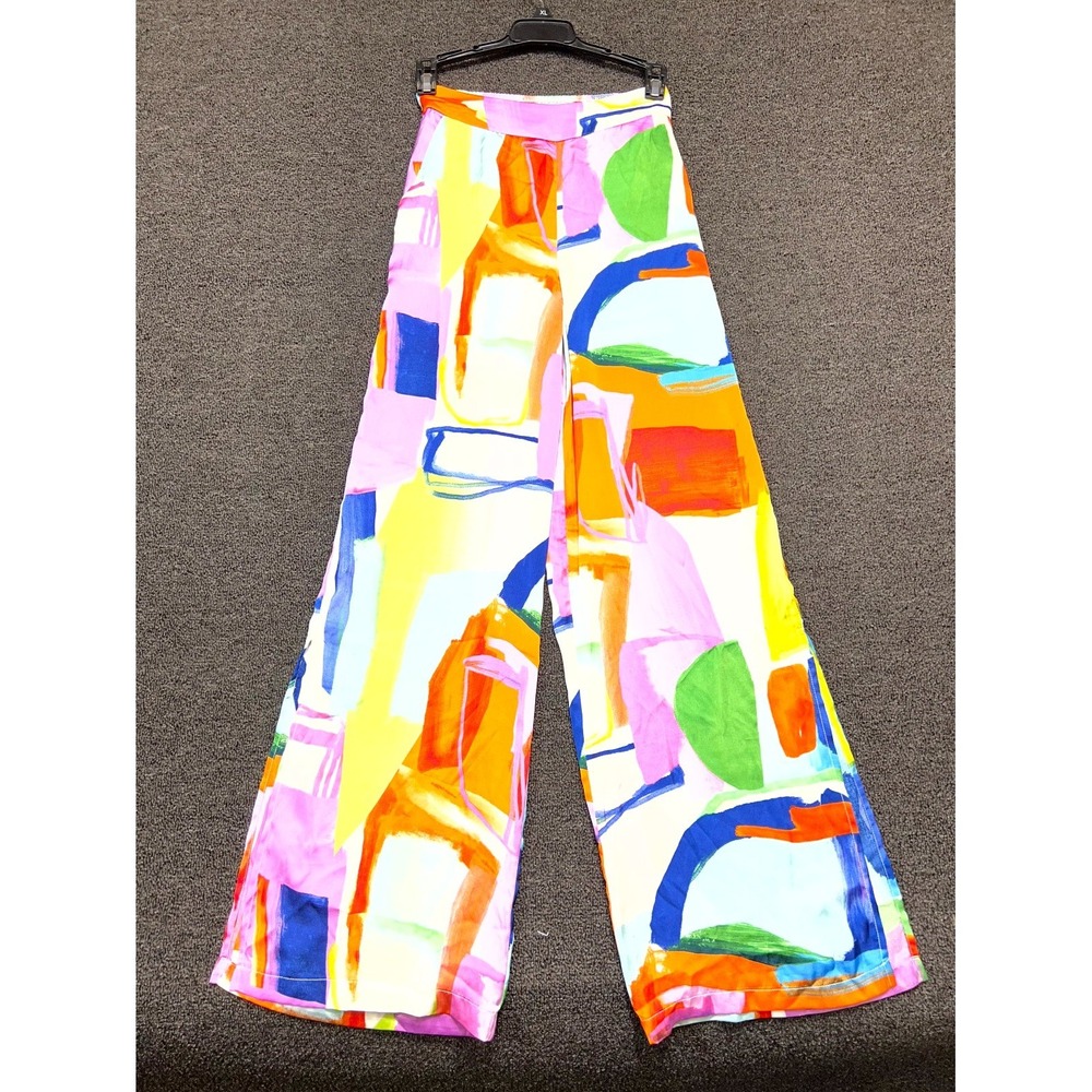 Evolutionary Ankle Pants Womens Small Multicolor Patterned High Waisted Wide Leg